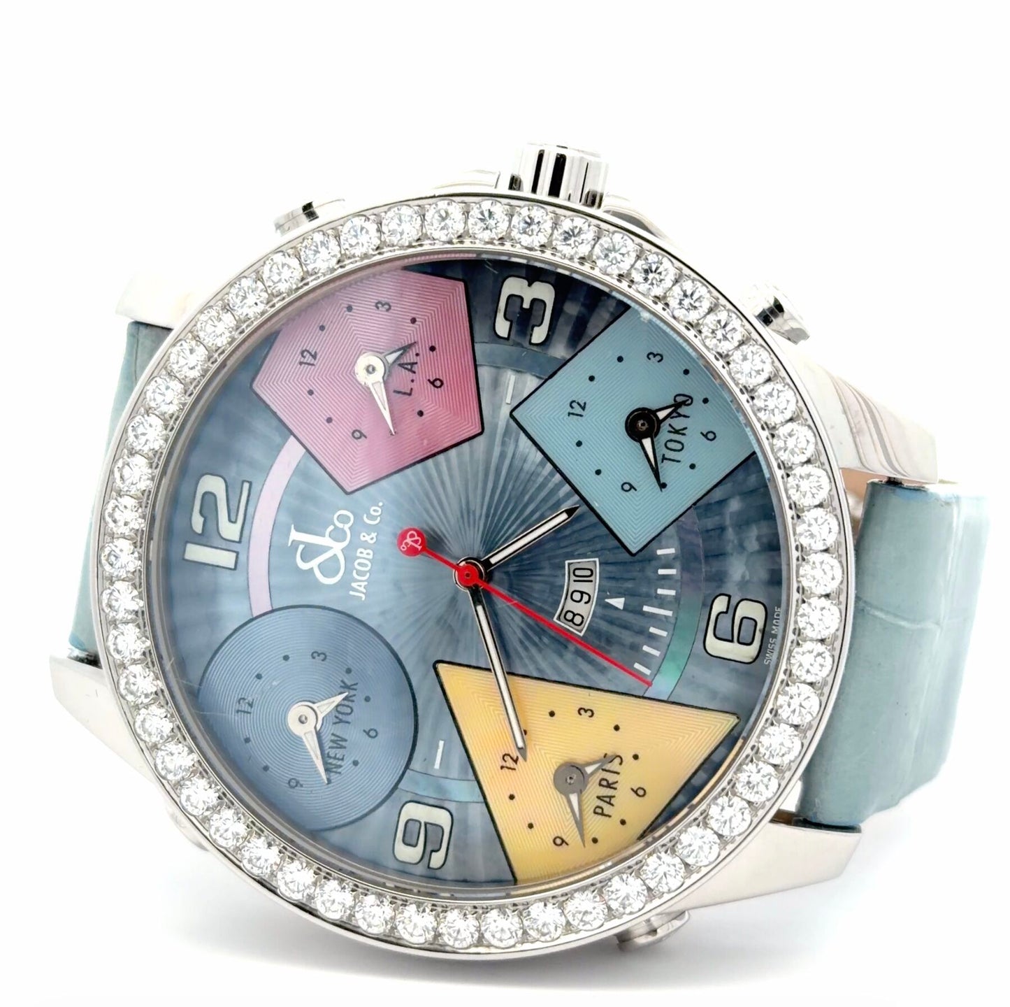 Mens Jacob & Co Five Time Zone JC Diamond Watch