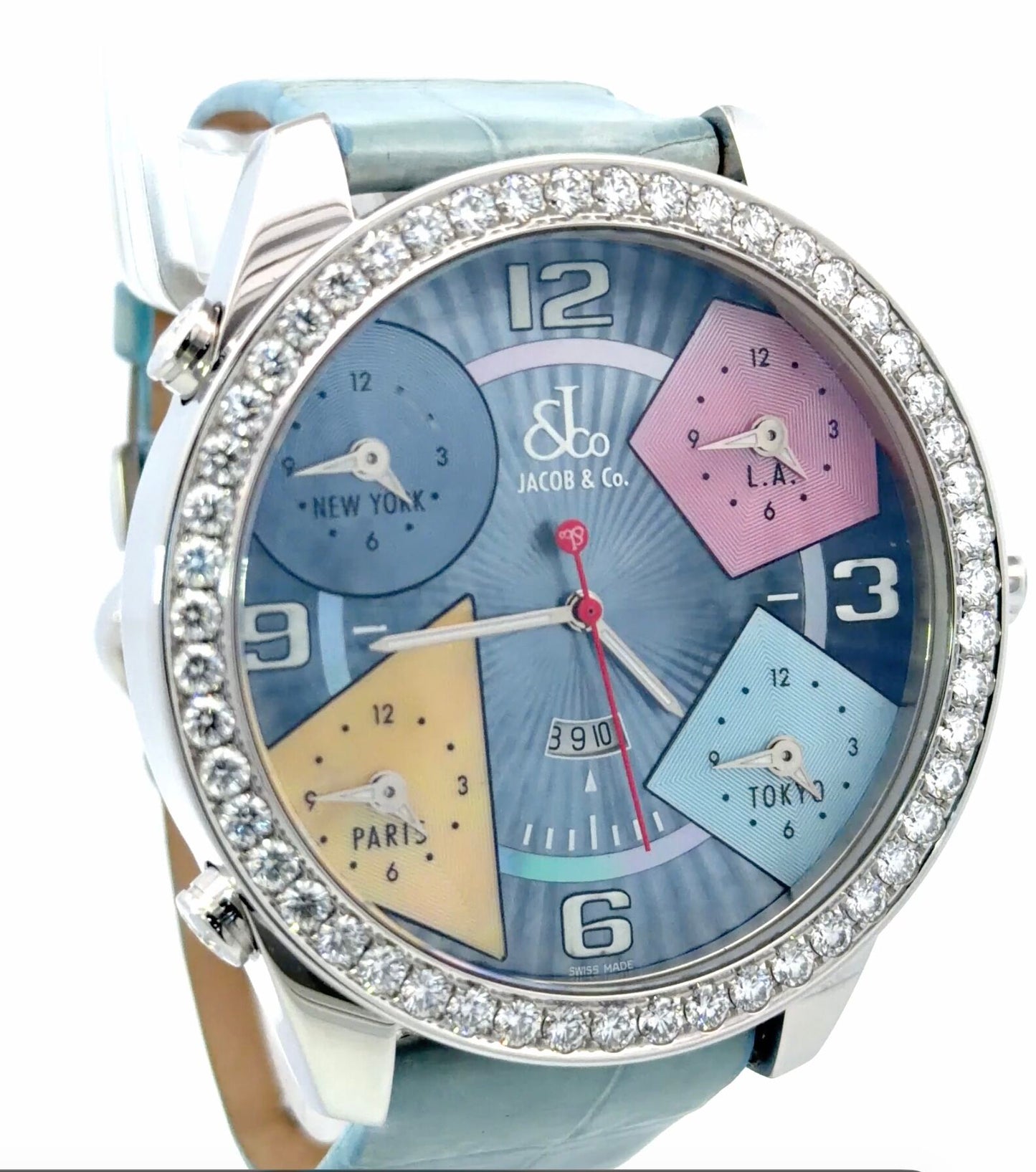 Mens Jacob & Co Five Time Zone JC Diamond Watch