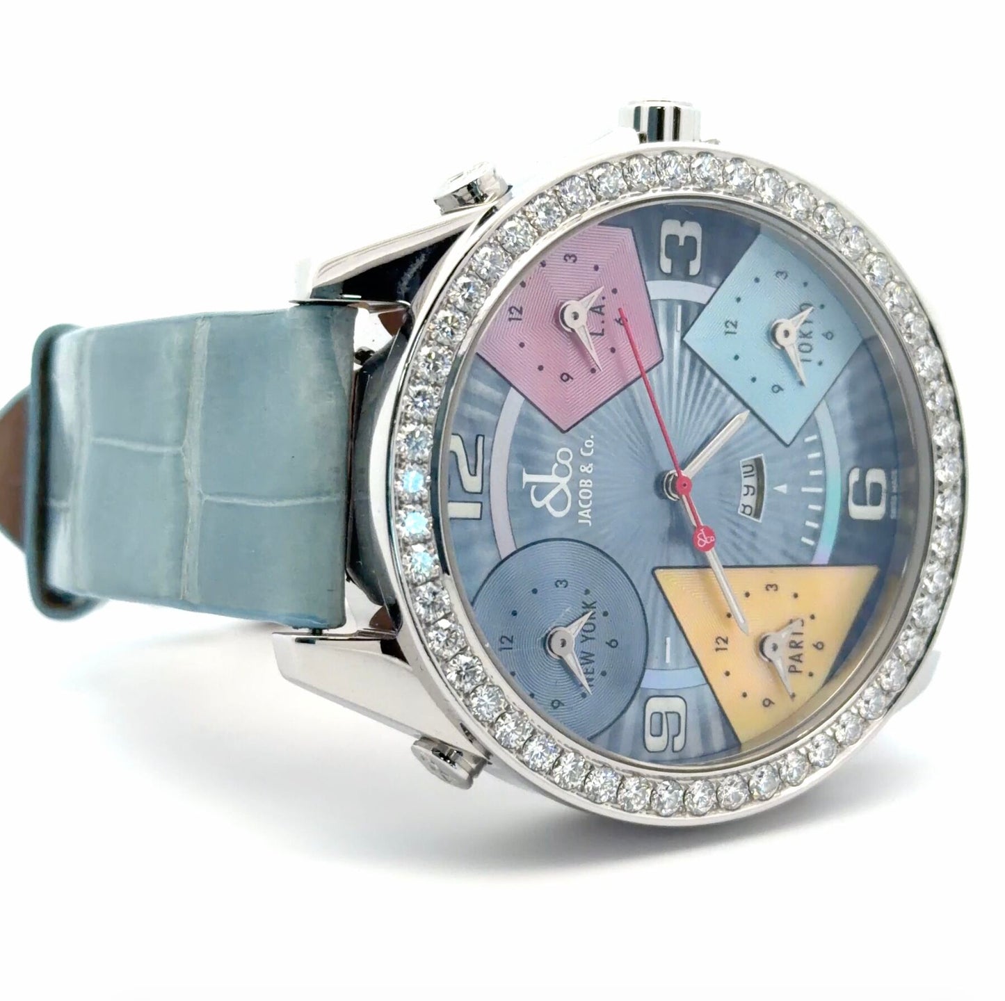Mens Jacob & Co Five Time Zone JC Diamond Watch