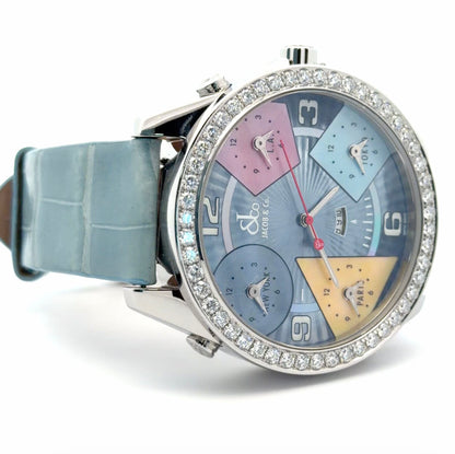 Mens Jacob & Co Five Time Zone JC Diamond Watch