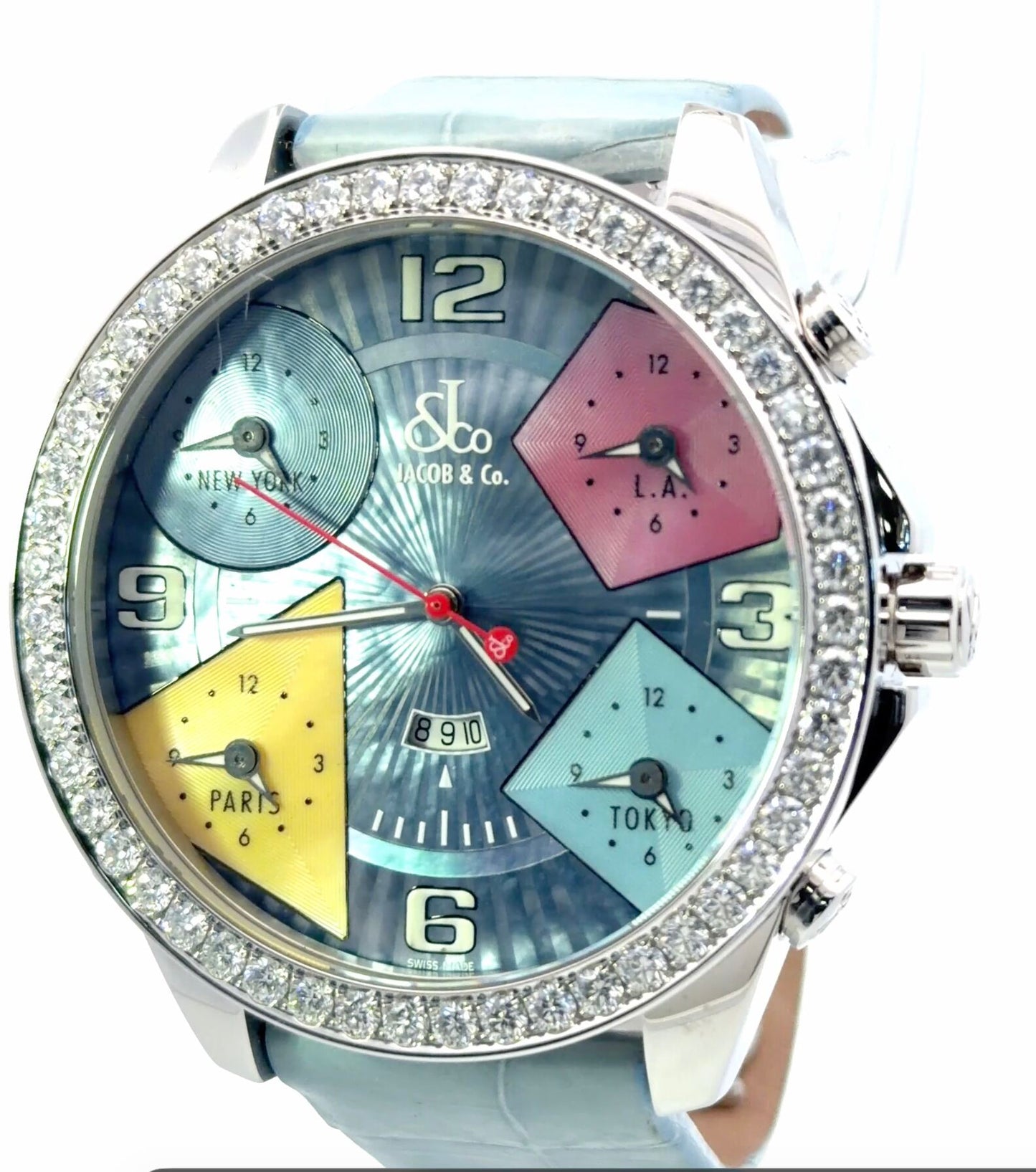 Mens Jacob & Co Five Time Zone JC Diamond Watch