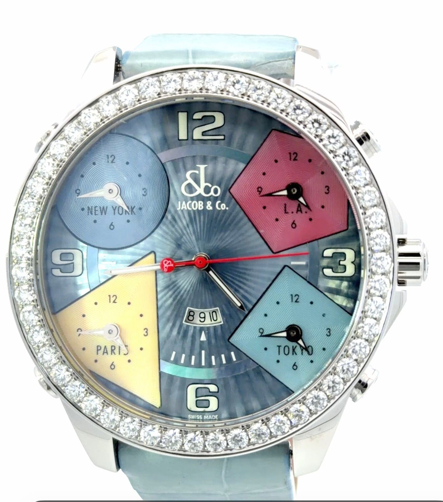 Mens Jacob & Co Five Time Zone JC Diamond Watch