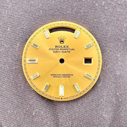 Rolex Day-Date Champagne Baguette Dial-With Crown Yellow Gold