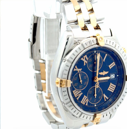Mens Breitling Chronomat Crosswind Chronograph 18K Yellow Gold / Steel   Watch