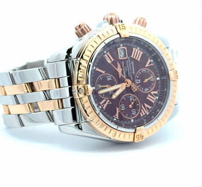 Mens Breitling Chronomat Evolution Chronograph 18K Rose Gold / Steel Watch