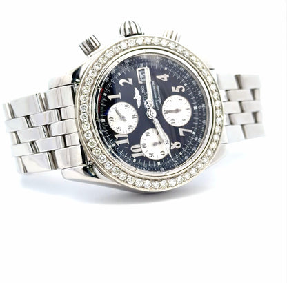 Mens Breitling Chronomat Evolution Chronograph White Gold / Steel  Diamond Watch