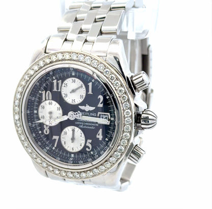 Mens Breitling Chronomat Evolution Chronograph White Gold / Steel  Diamond Watch