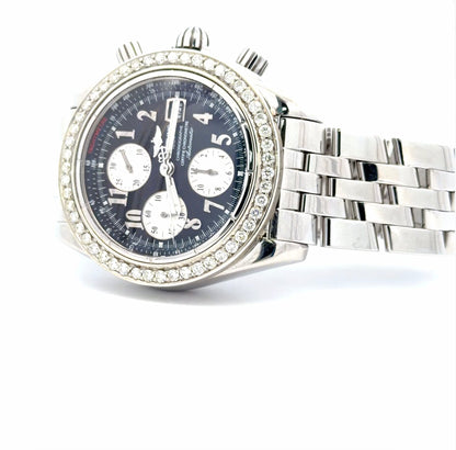 Mens Breitling Chronomat Evolution Chronograph White Gold / Steel  Diamond Watch