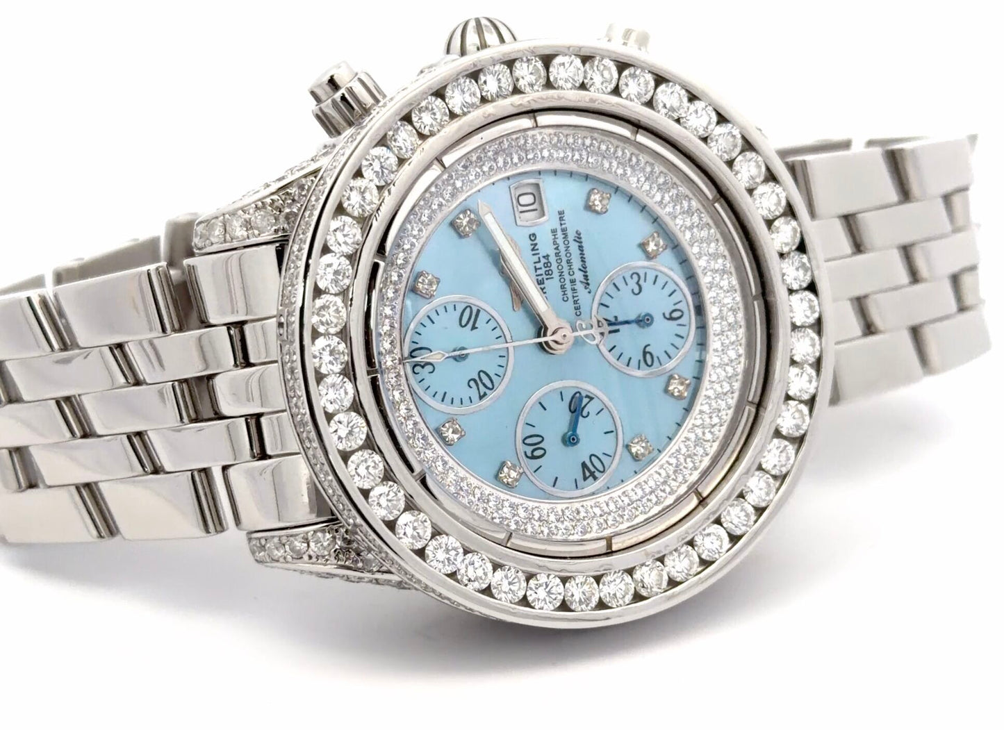Mens Breitling Chronomat Evolution Chronograph Steel  Diamond Watch