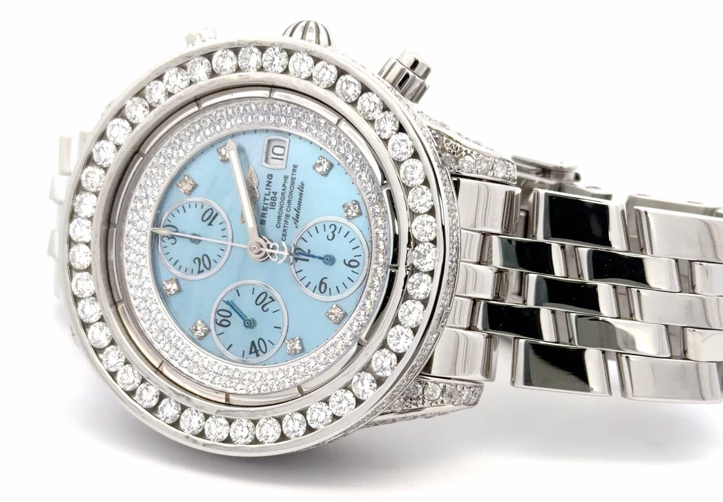 Mens Breitling Chronomat Evolution Chronograph Steel  Diamond Watch