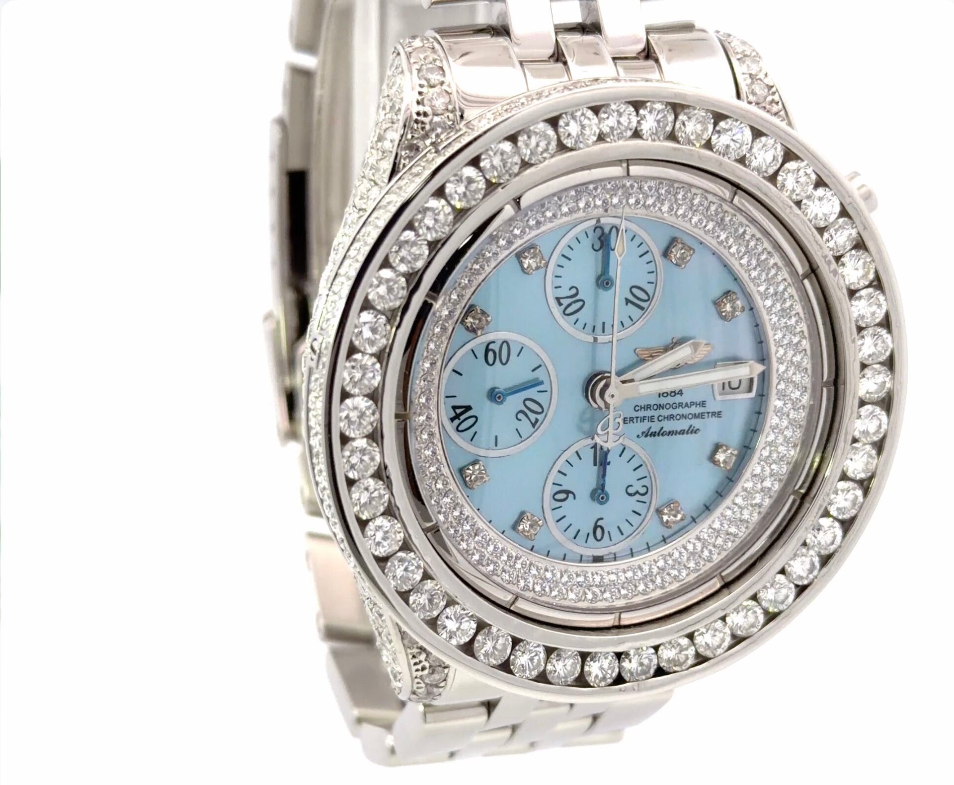Mens Breitling Chronomat Evolution Chronograph Steel  Diamond Watch