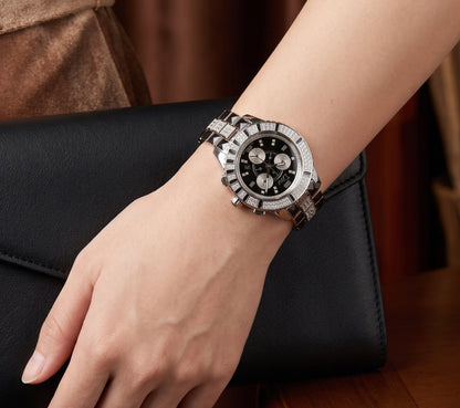 Womens Dior Christal Chronograph Diamond Quartz Watch