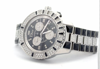 Womens Dior Christal Chronograph Diamond Quartz Watch