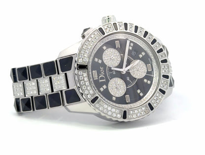 Womens Dior Christal Chronograph Diamond Quartz Watch