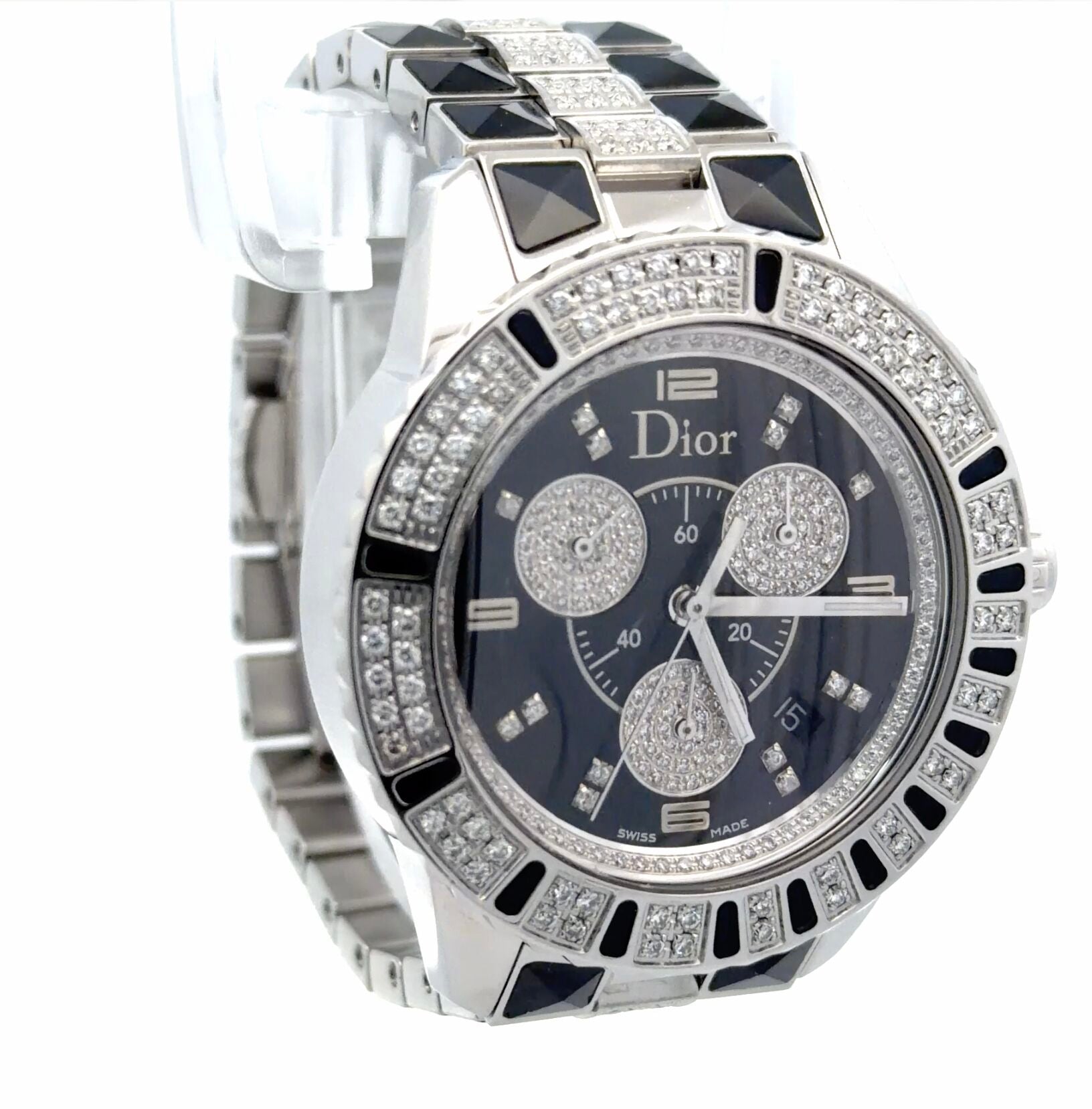 Womens Dior Christal Chronograph Diamond Quartz Watch