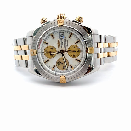 Mens Breitling Chronomat Evolution Chronograph 18K Yellow Gold/Steel Watch