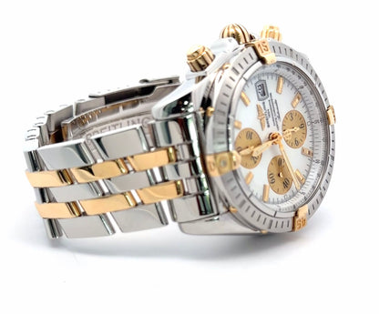 Mens Breitling Chronomat Evolution Chronograph 18K Yellow Gold/Steel Watch