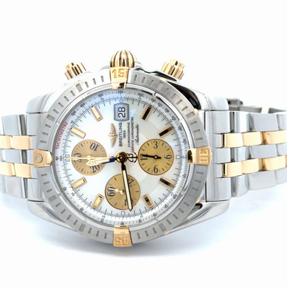 Mens Breitling Chronomat Evolution Chronograph 18K Yellow Gold/Steel Watch