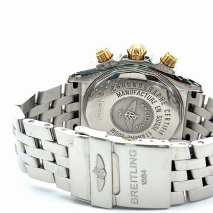 Mens Breitling Chronomat Evolution Chronograph 18K Yellow Gold/Steel  Diamond Watch