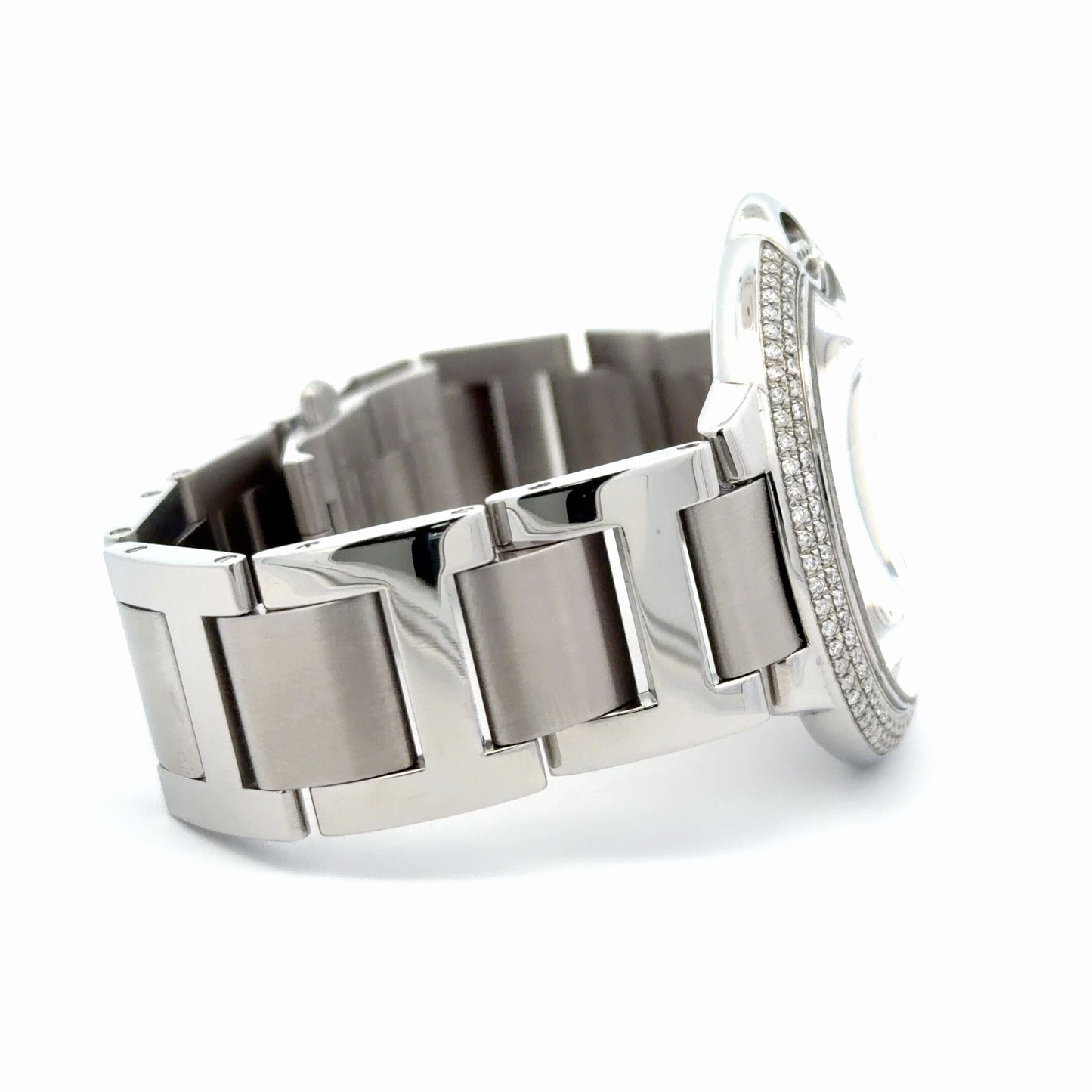 Mens Cartier Ballon Bleu Steel Diamond Automatic Watch