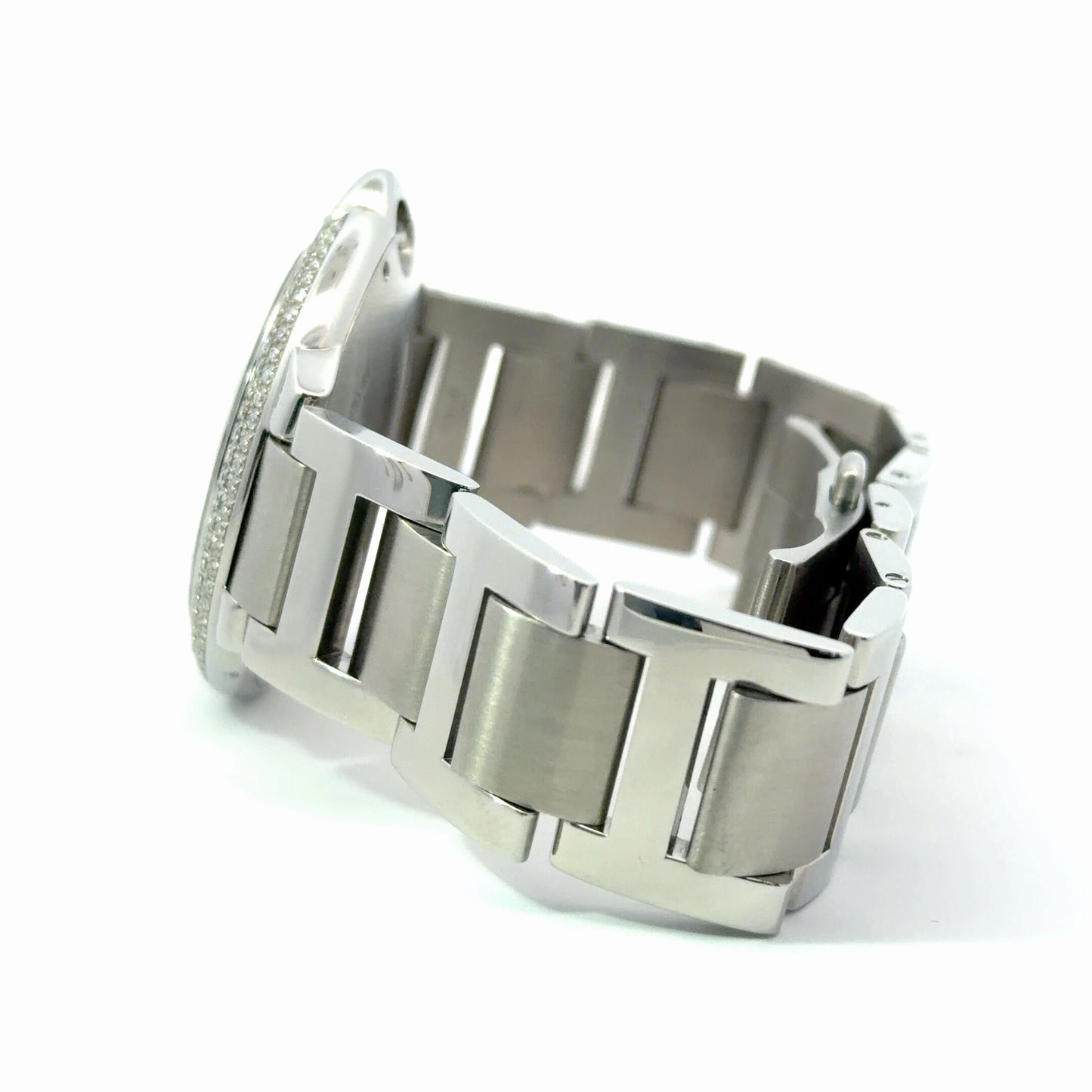 Mens Cartier Ballon Bleu Steel Diamond Automatic Watch