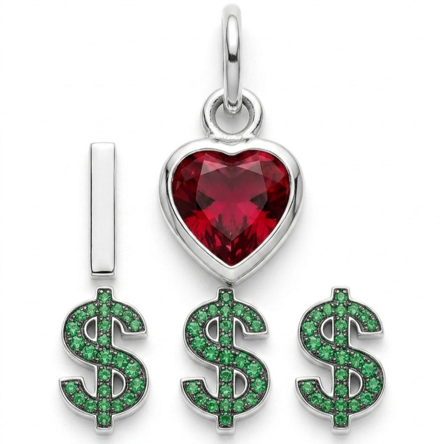 "I Love Greed" Stacked Pendant Necklace