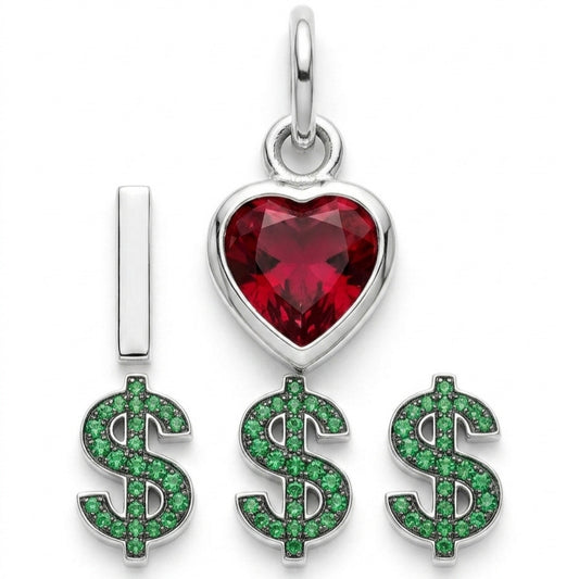 "I Love Greed" Stacked Pendant Necklace