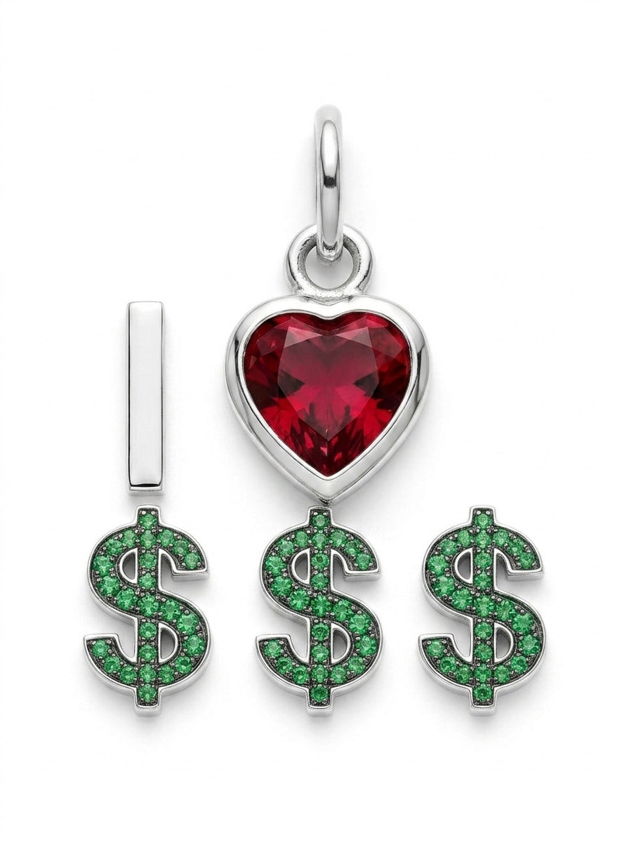 "I Love Greed" Stacked Pendant Necklace