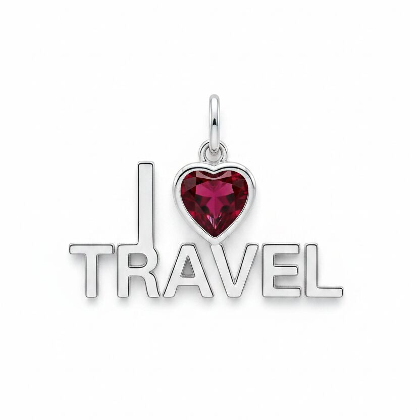 "I Love Travel" Stacked Pendant Necklace