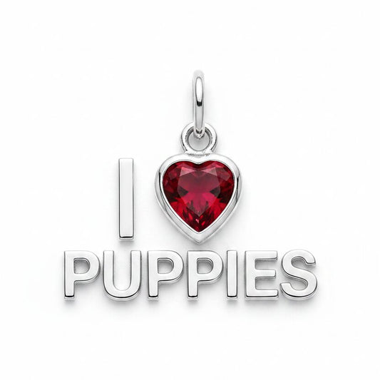 "I Love Puppies" Stacked Pendant Necklace