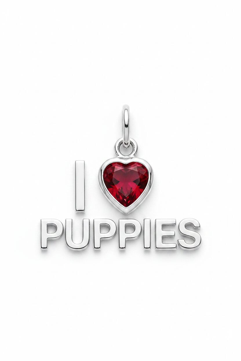 "I Love Puppies" Stacked Pendant Necklace