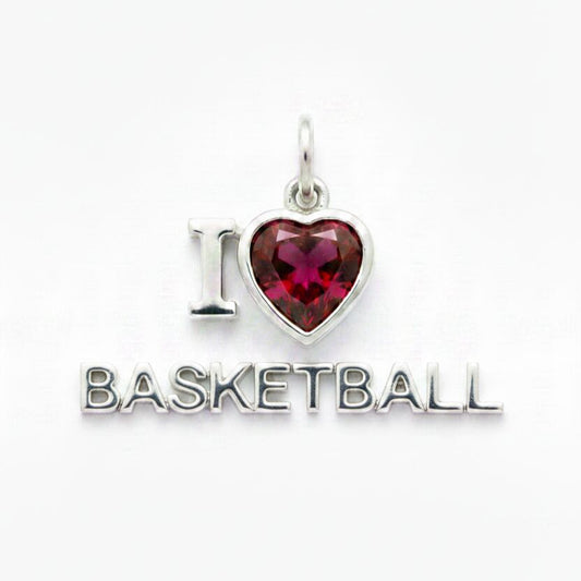 "I Love Basketball" Stacked Pendant Necklace