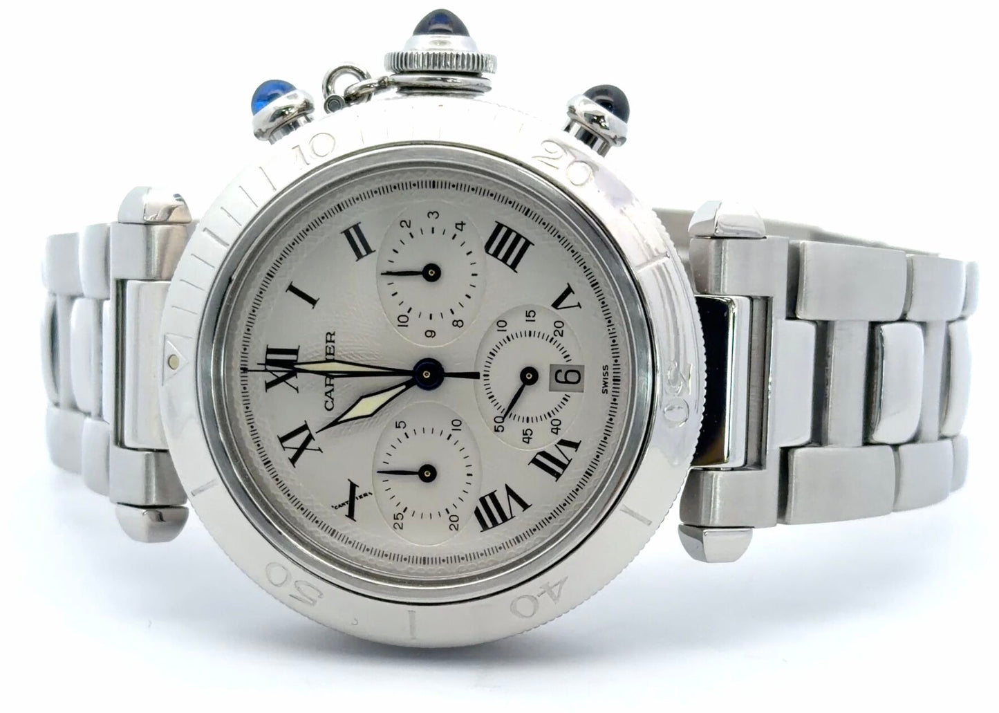Mens Cartier Pasha Chronograph 38mm Quartz Watch