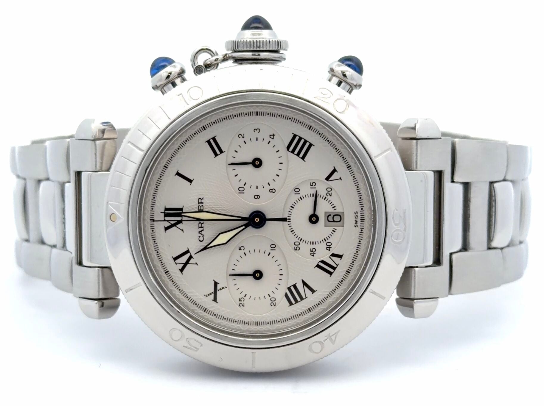 Mens Cartier Pasha Chronograph 38mm Quartz Watch