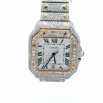 Mens Cartier Santos De Cartier 18K Gold/Steel Diamond Automatic Watch