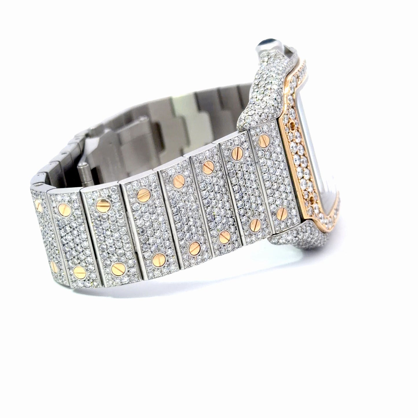 Mens Cartier Santos De Cartier 18K Gold/Steel Diamond Automatic Watch