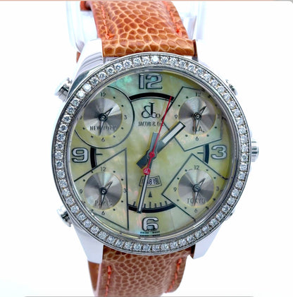 Mens Jacob & Co. Five Time Zone JC Diamond Quartz Watch