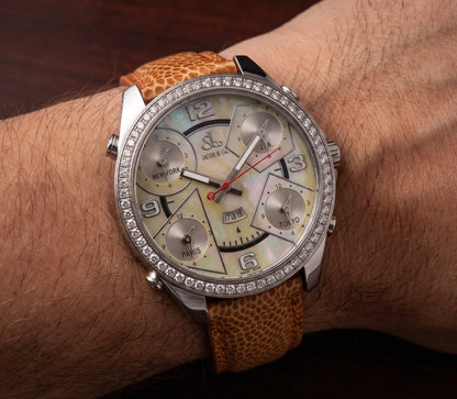 Mens Jacob & Co. Five Time Zone JC Diamond Quartz Watch