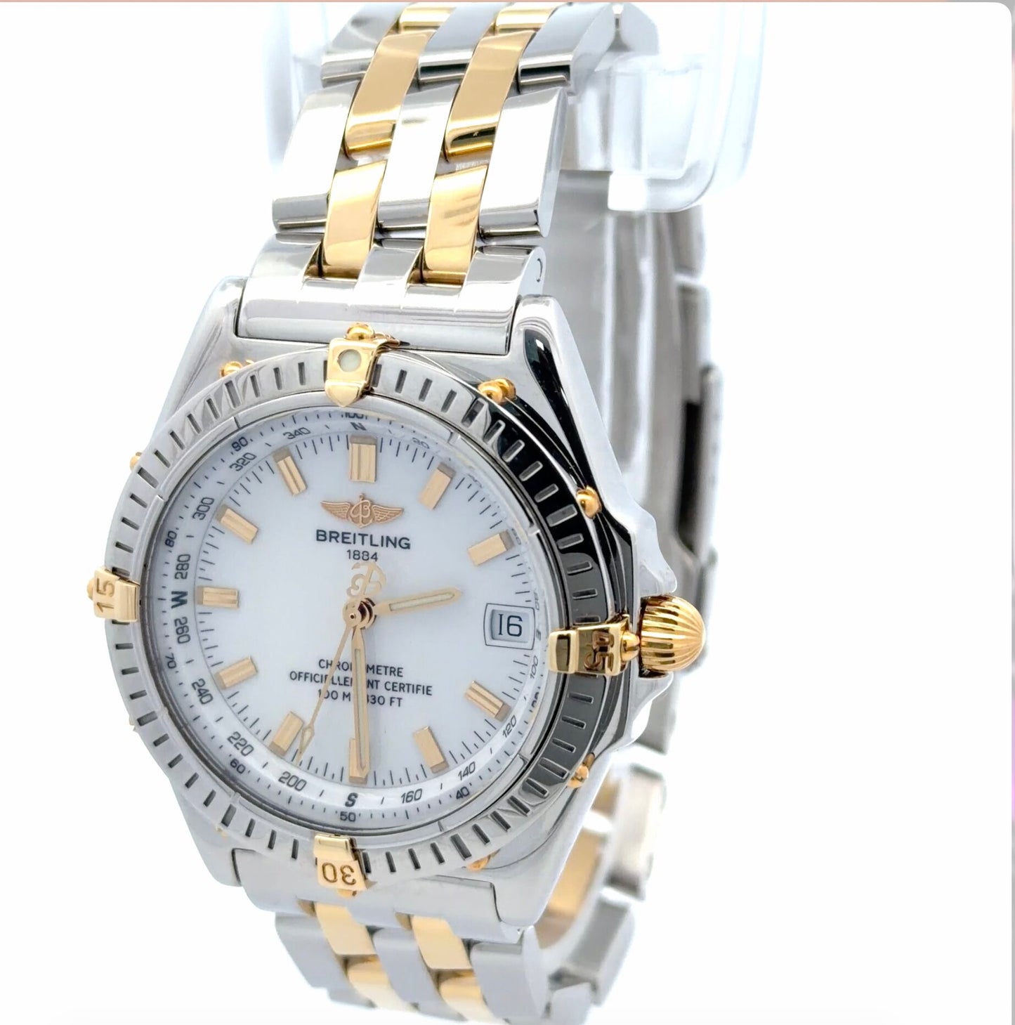 Mens Breitling Wings 18K Gold/Steel Automatic Watch