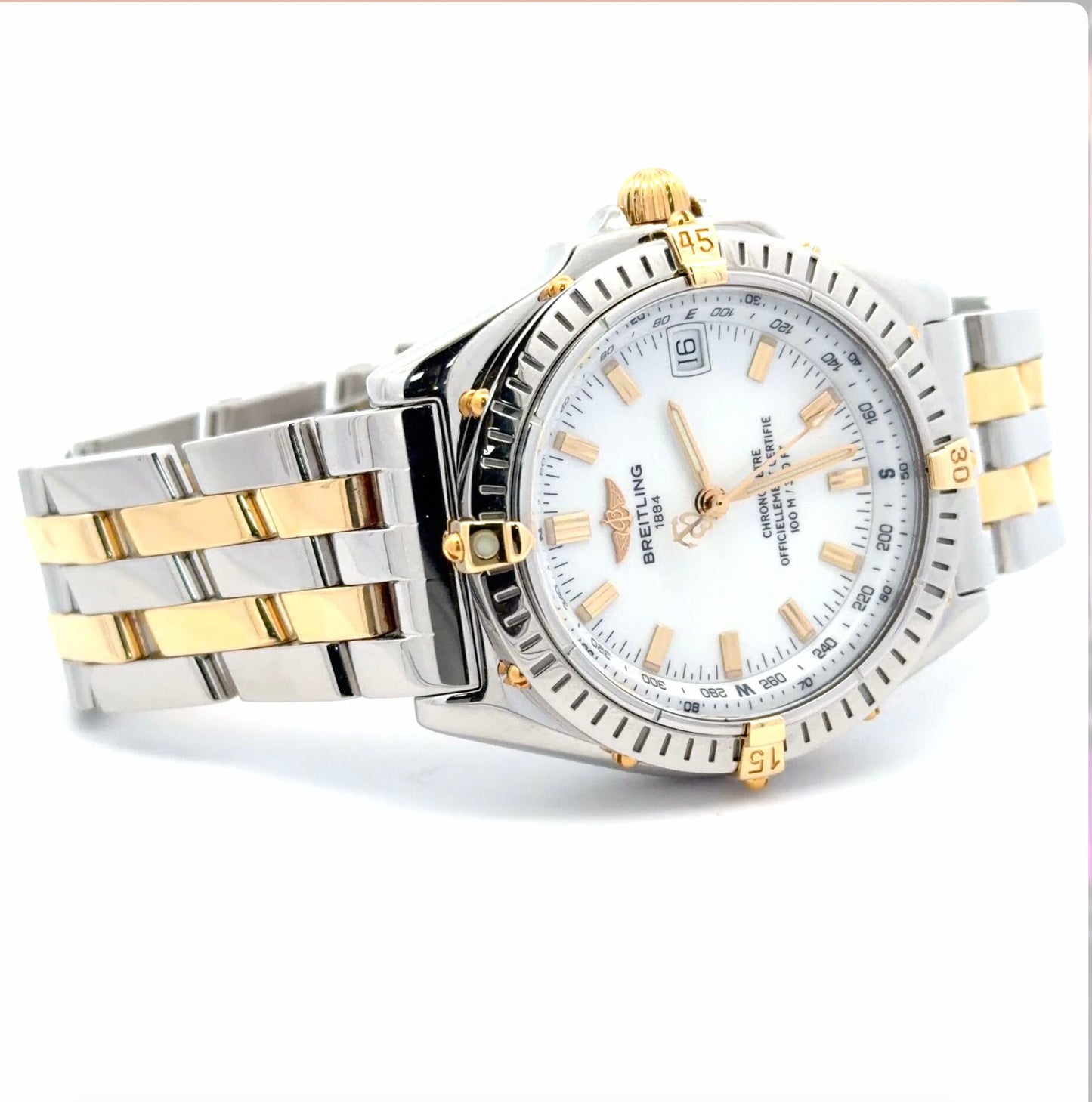 Mens Breitling Wings 18K Gold/Steel Automatic Watch