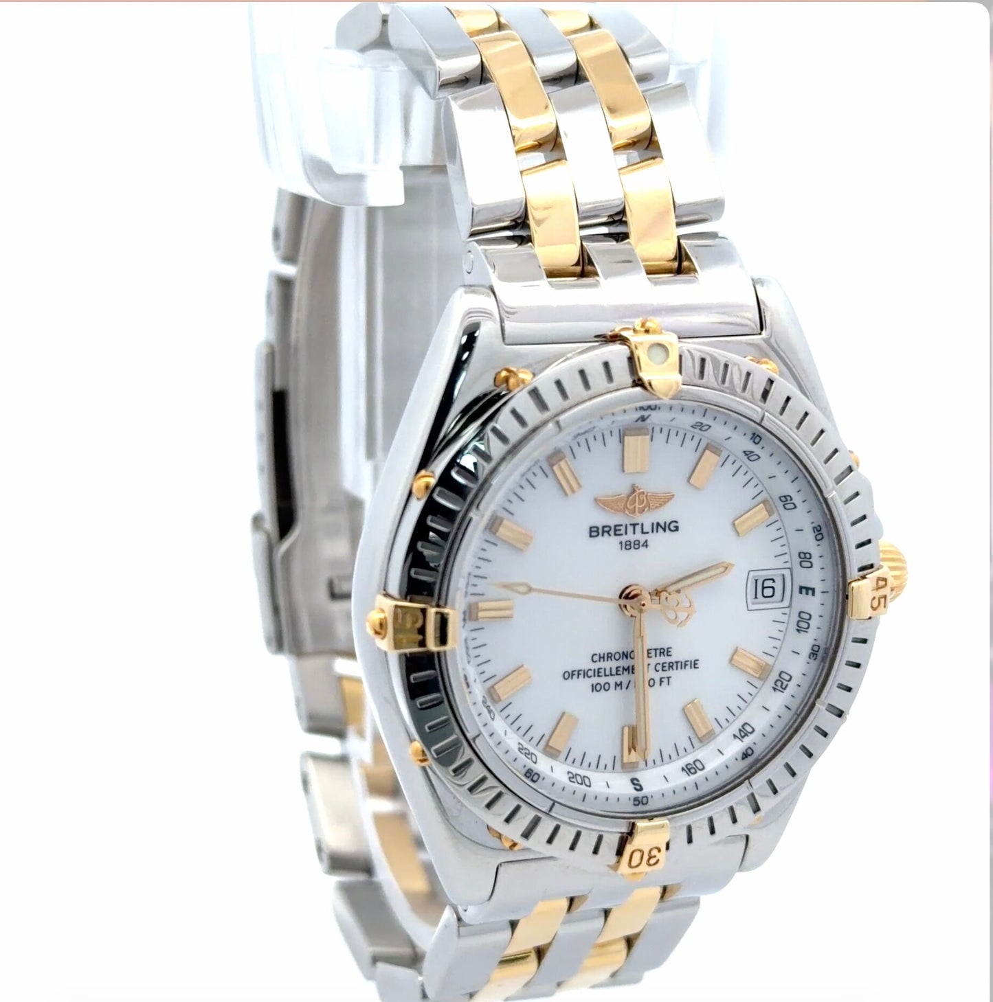 Mens Breitling Wings 18K Gold/Steel Automatic Watch