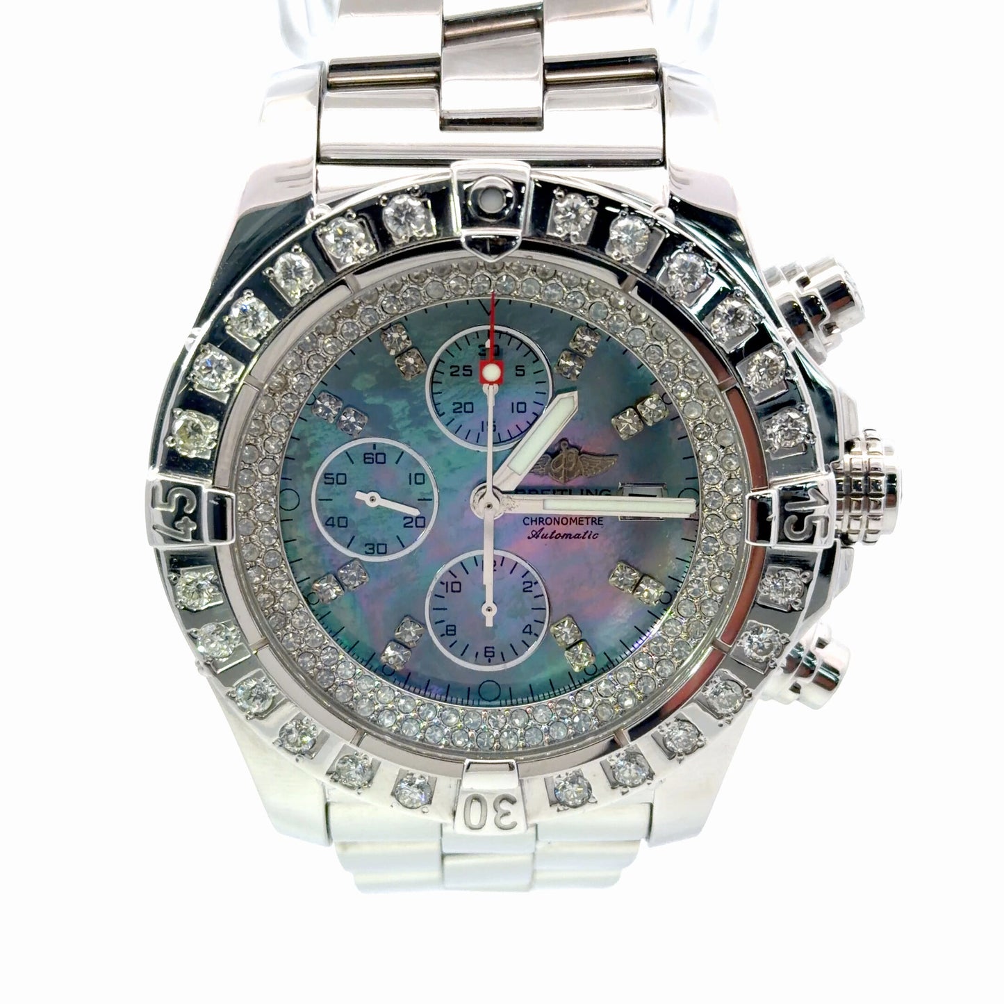 Mens Breitling Super Avenger Chronograph Diamond Automatic Watch