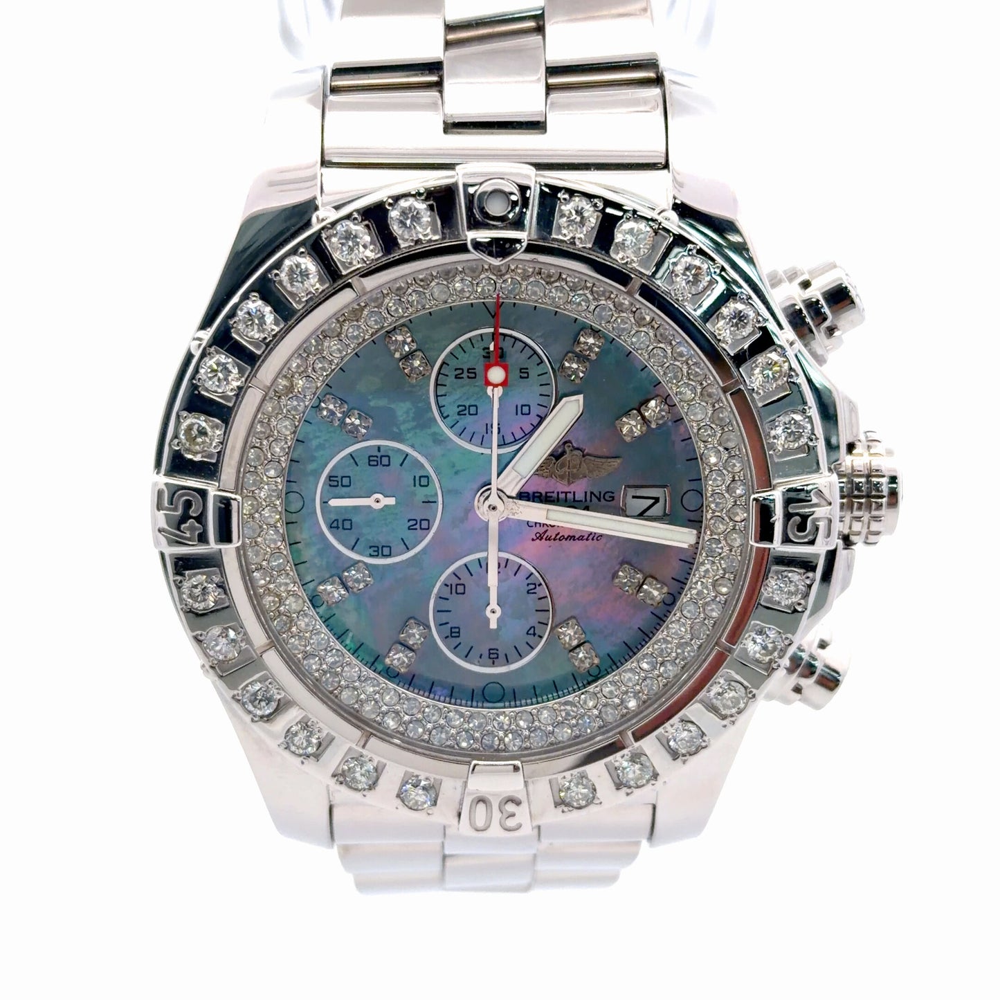 Mens Breitling Super Avenger Chronograph Diamond Automatic Watch