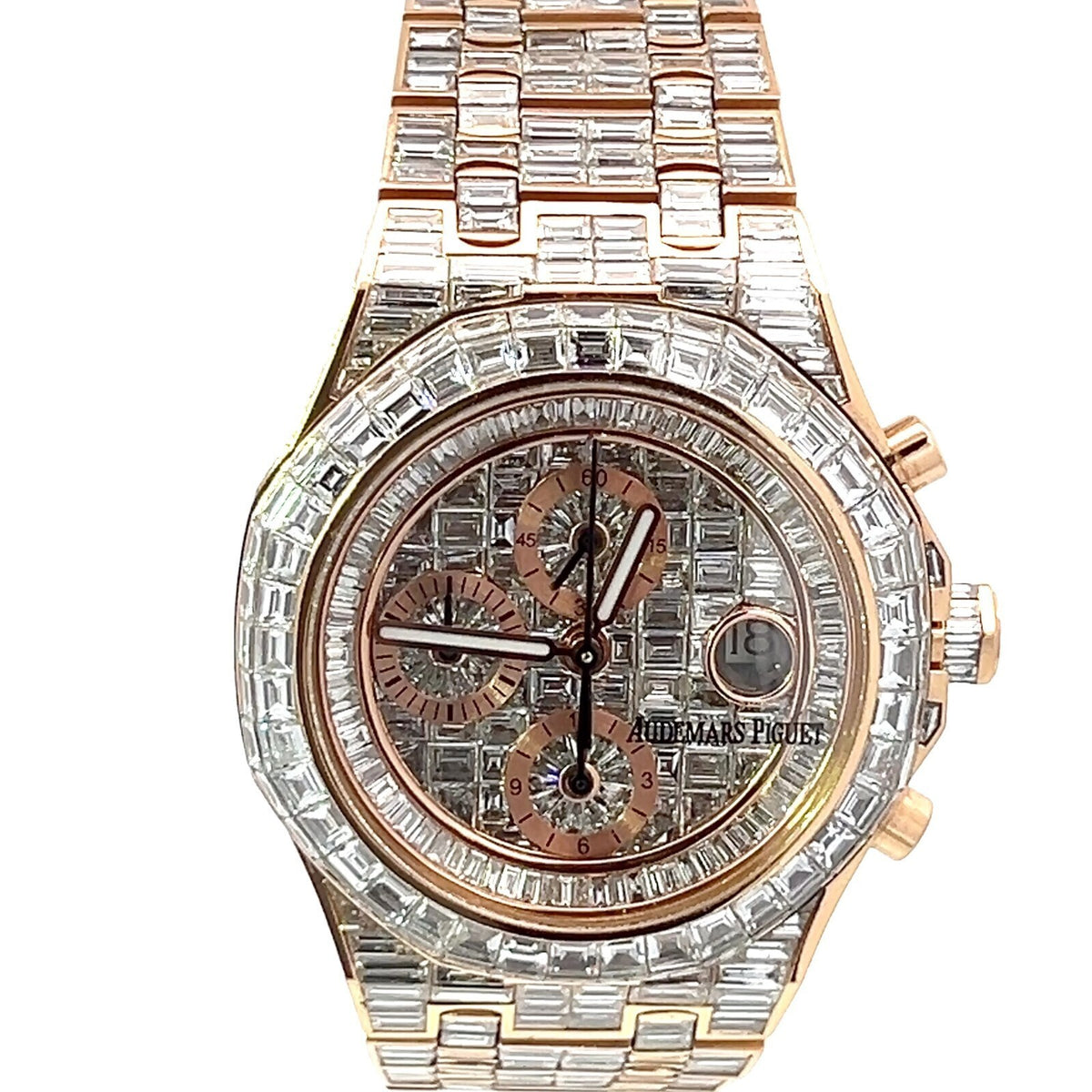 Mens Audemars Piguet Royal Oak Offshore 18K Gold Auto Chandelier Diamond Watch