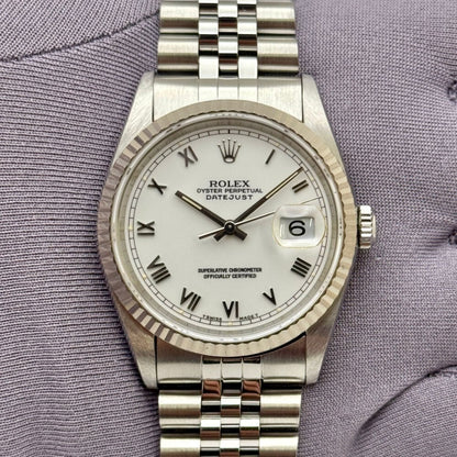 Rolex Datejust 36Mm 16234 Steel And White Gold
