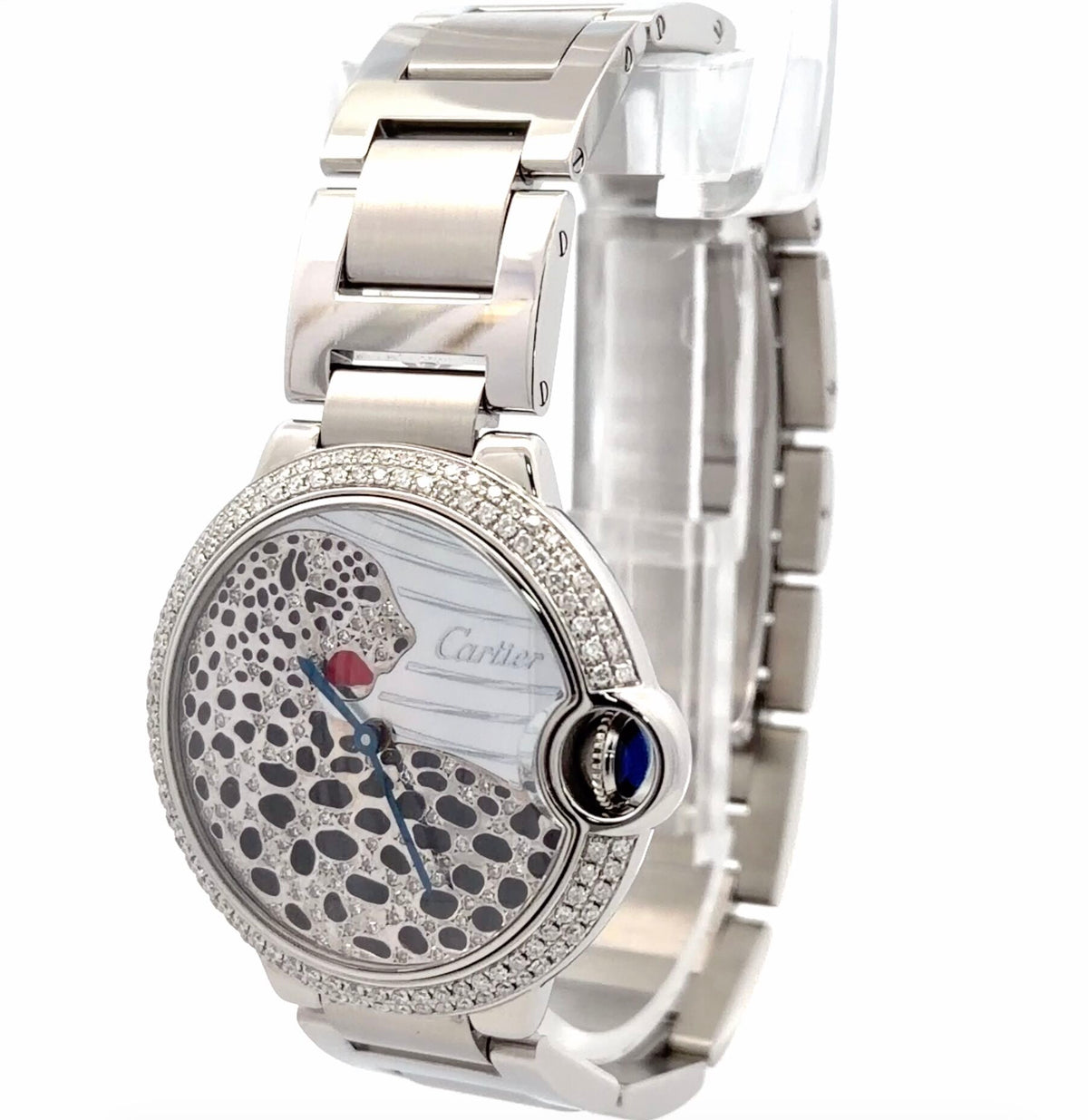 Womens Cartier Ballon Bleu Steel Diamond Panther Watch