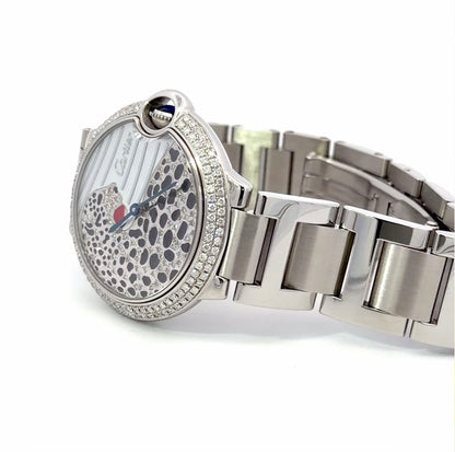 Womens Cartier Ballon Bleu Steel Diamond Panther Watch