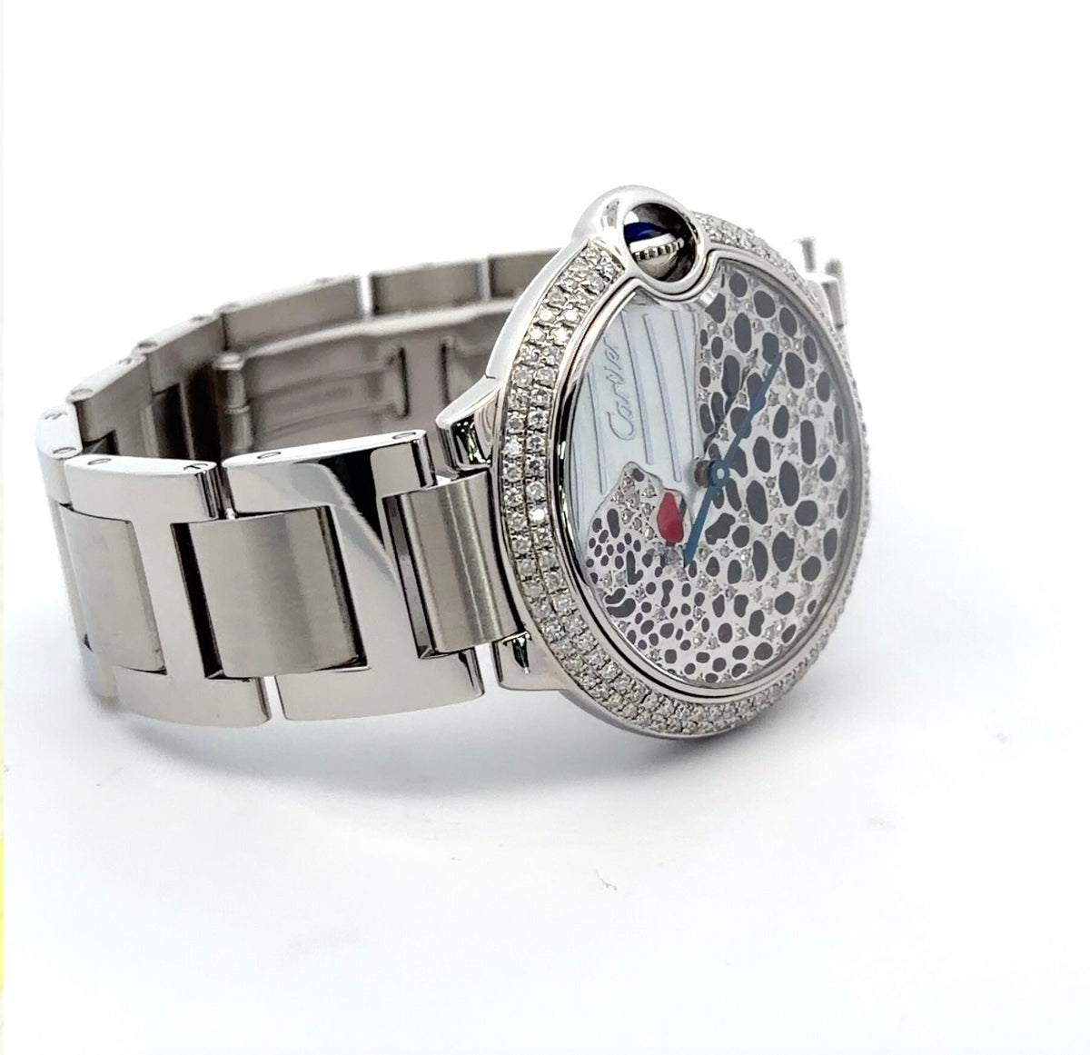 Womens Cartier Ballon Bleu Steel Diamond Panther Watch