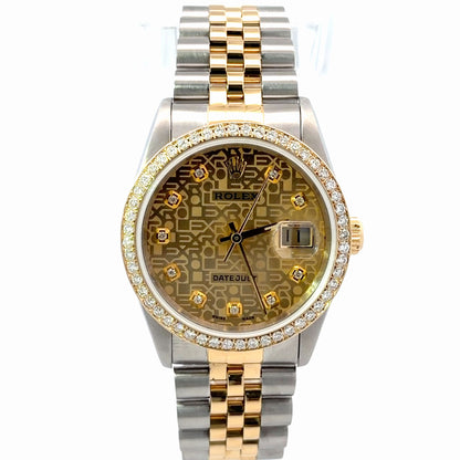 Mens Rolex Datejust 18K Gold / Steel Diamond Watch