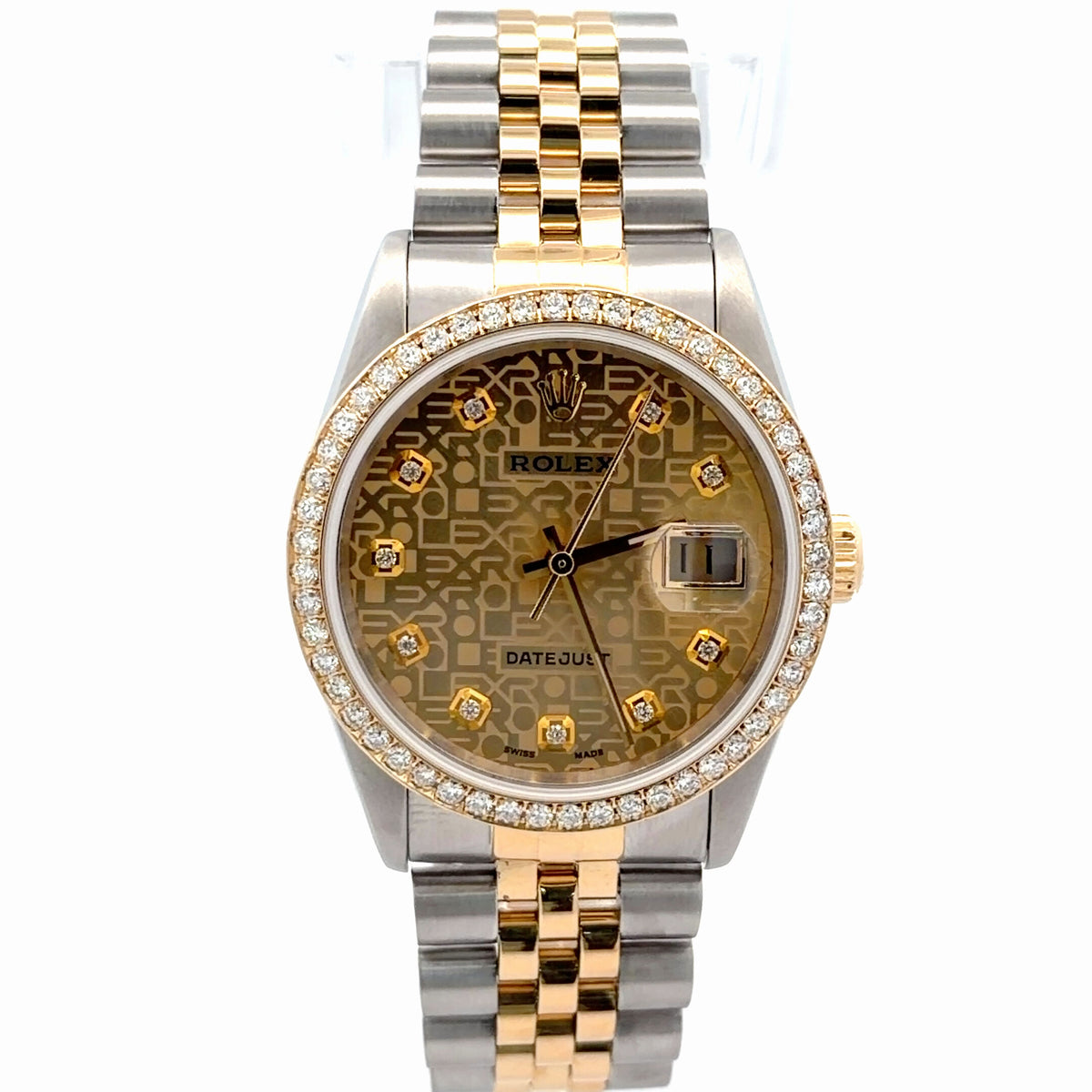 Mens Rolex Datejust 18K Gold / Steel Diamond Watch